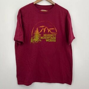Marmot T-Shirt Men's Size XL Red Mountain Works Short Sleeve Organic Cotton